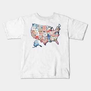 Retro America USA Map, You Are Bible Verse, 4th Of July, USA Flag, American Girl, American 1776 Kids T-Shirt